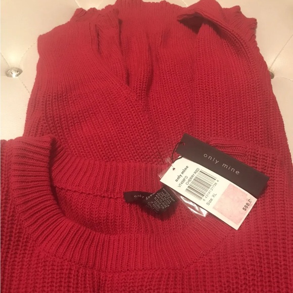 NEW Only Mine Cherry Red Knit Hi-Lo Sweater Size XL - Picture 3 of 15